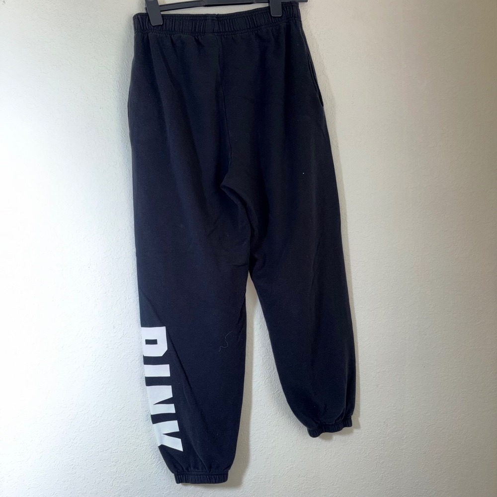 PINK Victoria's Secret Sweatpants Medium Black good Graphic Logo Joggers